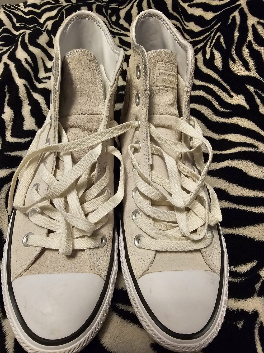 High-Top Canvas Sneakers in Cream by